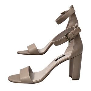 NINE WEST Nora Ankle Strap Block Heel Sandals Size 10 Womens Nude